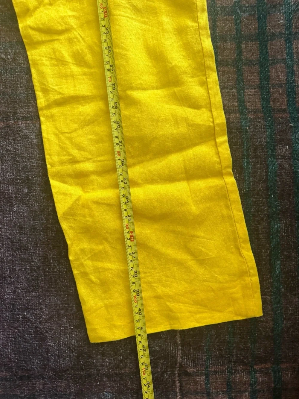 Yellow Linen Pleated Pants